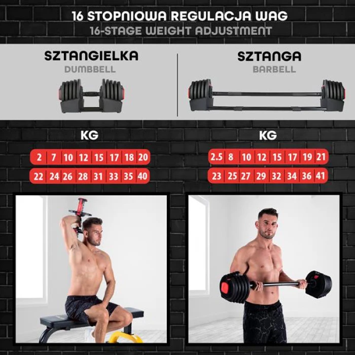 Набор с гантелями 2в1 40 кг. HMS SGR40 PRO SET