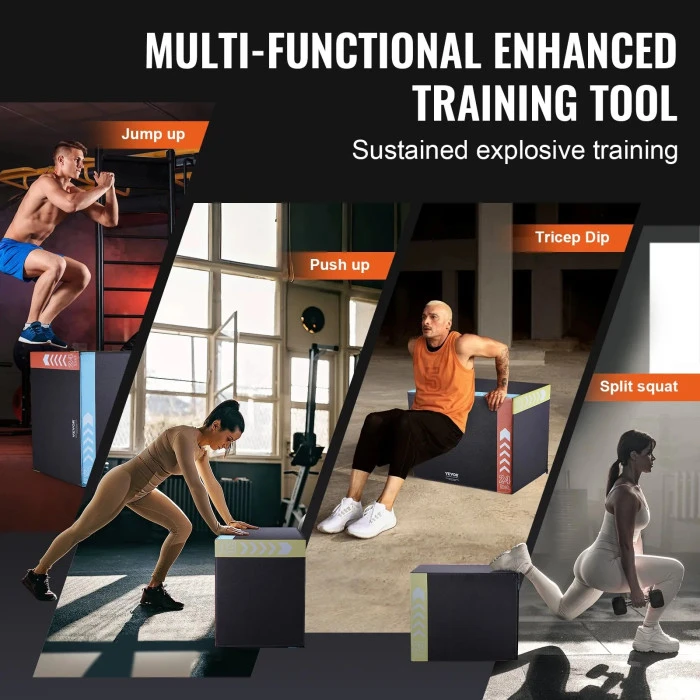 Плиометрический бокс VEVOR 30/24/20 дюймов, разноцветный.