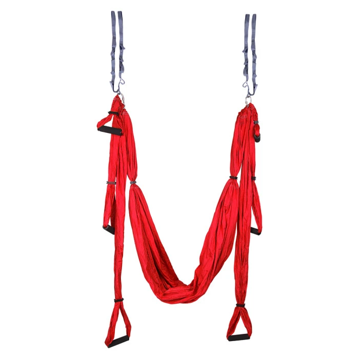 Антигравитационный йога-гамак с креплениями и ремнями inSPORTline Hemmok - красный