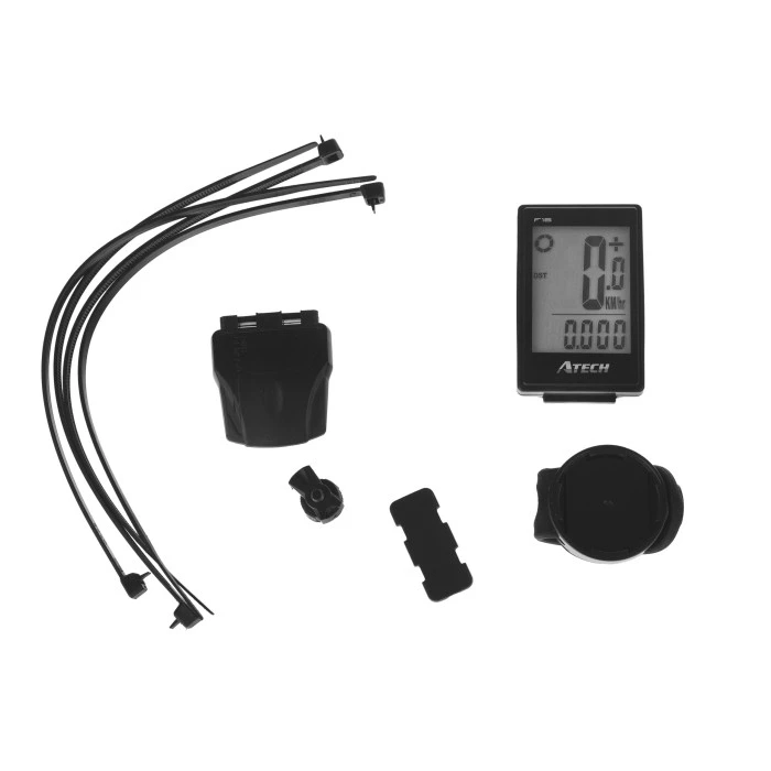 Велокомп'ютер бездротовий ATECH MCTV20, 16 функцій - чорний