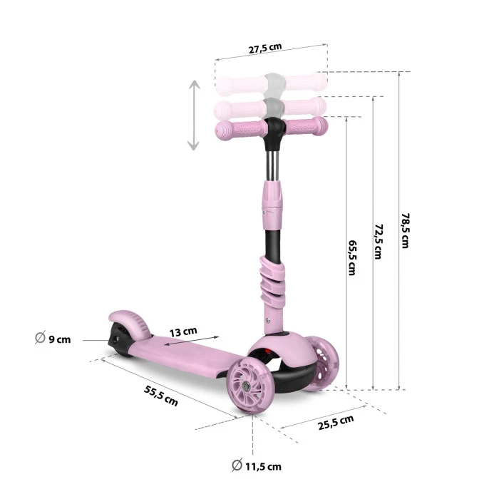 Самокат детский трехколесный Ricokids Cubi розовый