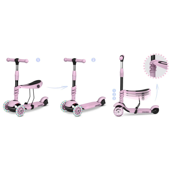 Самокат детский трехколесный Ricokids Cubi розовый