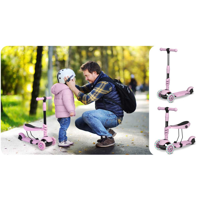 Самокат детский трехколесный Ricokids Cubi розовый