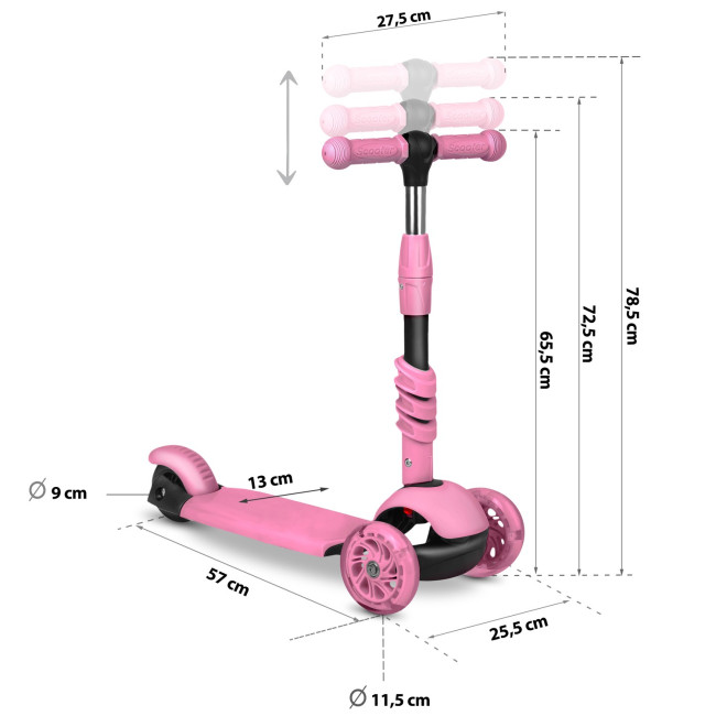 Самокат детский трехколесный Ricokids Todi розовый