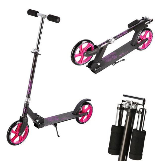 Самокат складной Nils Extreme HM603, черно-розовый