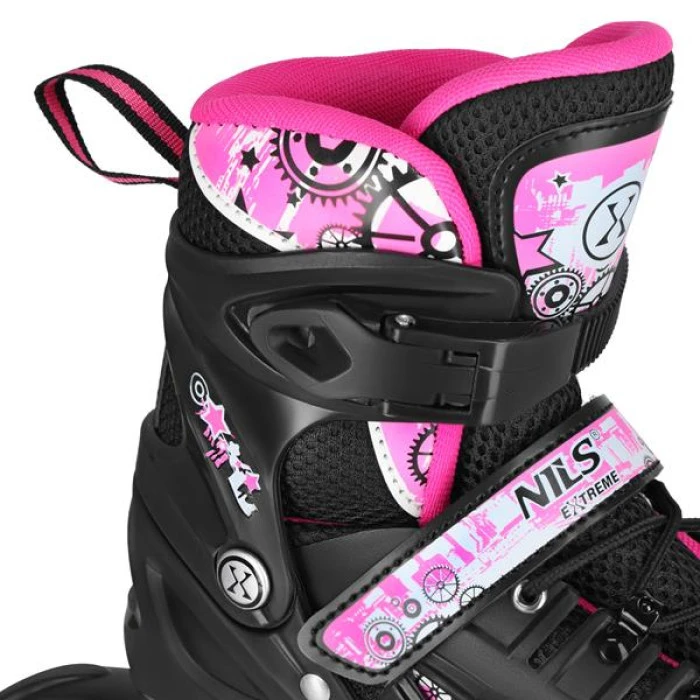 Роликовые коньки 4в1 NILS EXTREME NH10905 размер L 39-42, черно-розовые