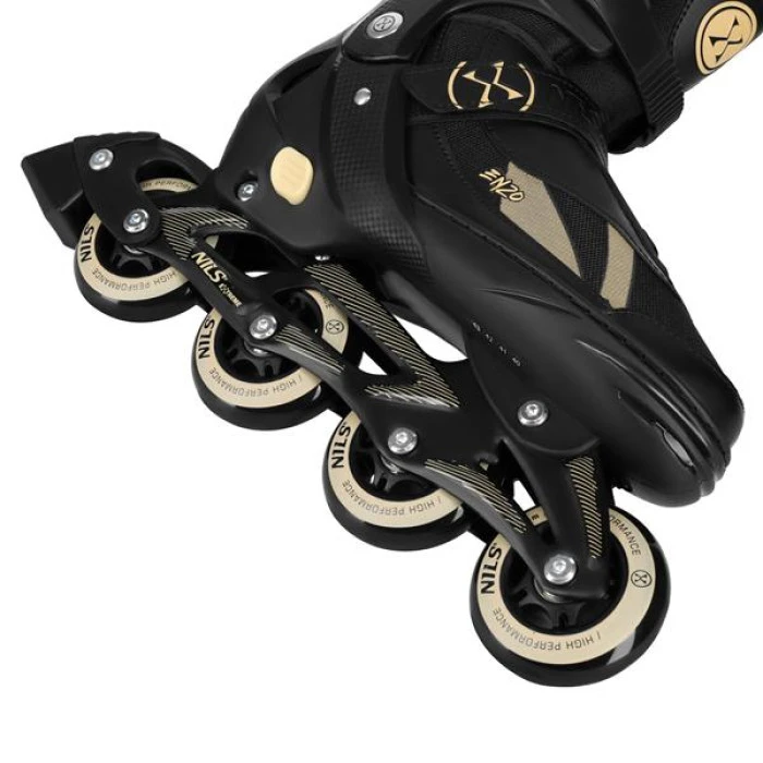 Роликовые коньки 2в1 NILS EXTREME NH382 размер S 32-35, черно-золотистые