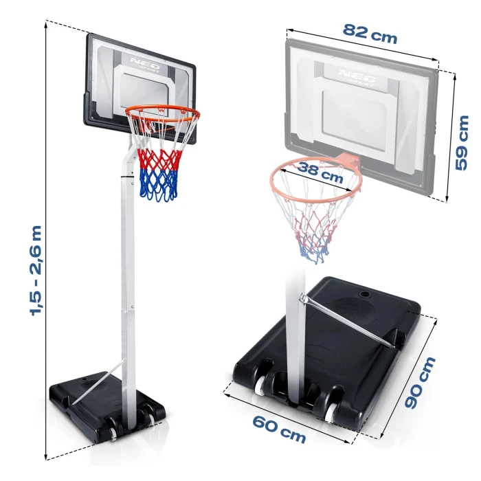 Стойка для баскетбола Neo-Sport NS-281 150-260 см, черная