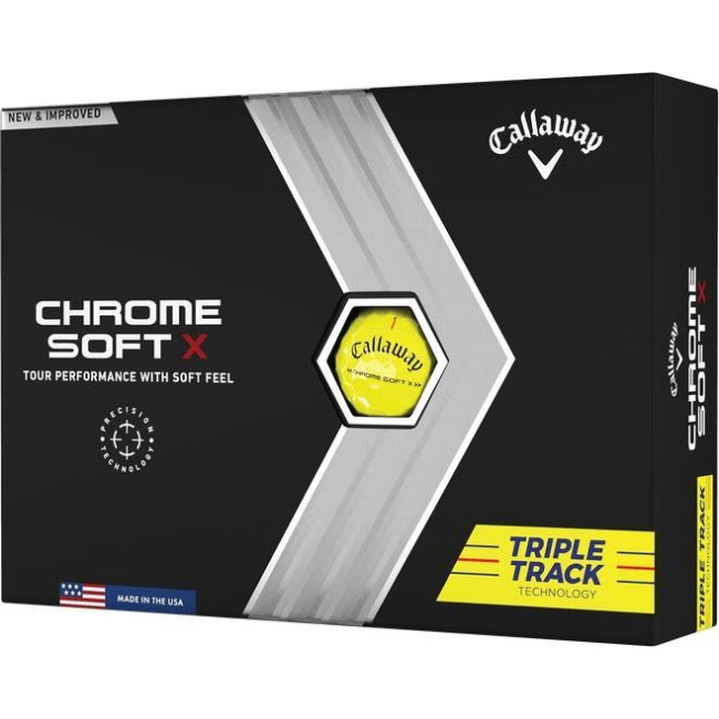 Мячи для гольфа Callaway Chrome Soft X Triple Track 12 шт, желтые