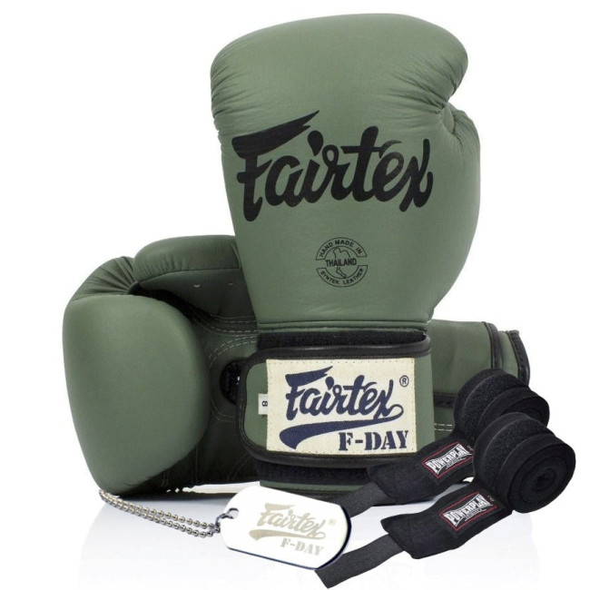 Рукавички боксерські з бинтами Fairtex BGV11 Green 14 унцій