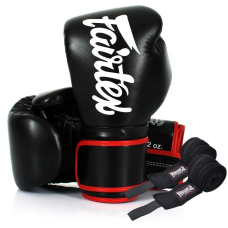 Перчатки боксерские с бинтами Fairtex BGV14 12 унций, черные