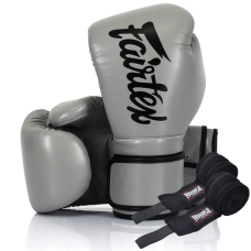 Перчатки боксерские с бинтами Fairtex BGV14 10 унций, серые