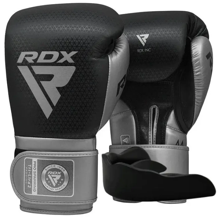 Рукавички боксерські з капою RDX MARK PRO SPARRING TRI LIRA 2 розмір 14 унцій, чорно-сріблястий