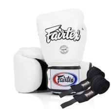 Перчатки боксерские с бинтами Fairtex BGV1 12 унций, белые