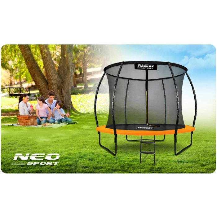 Батут Neo-Sport с внутренней сеткой 8 футов 252 см черно-оранжевый
