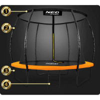 Батут Neo-Sport з внутрішньою сіткою 8 футів 252 см чорно-помаранчевий