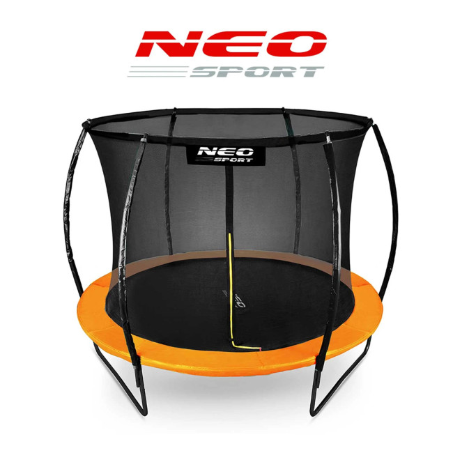 Батут Neo-Sport с внутренней сеткой 8 футов 252 см черно-оранжевый