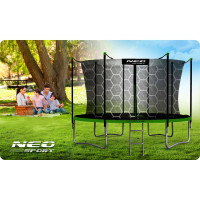 Батут Neo-Sport з внутрішньою сіткою 13 футів 404 см чорно-зелений