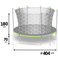 Батут Neo-Sport з внутрішньою сіткою 13 футів 404 см чорно-зелений