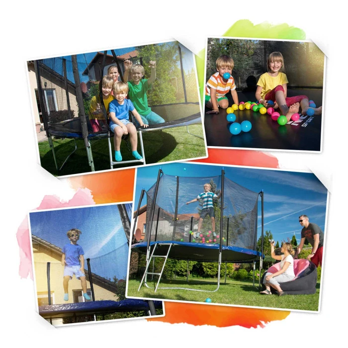 Батут Neo-Sport з внутрішньою сіткою 8 футів 252 см чорно-синій