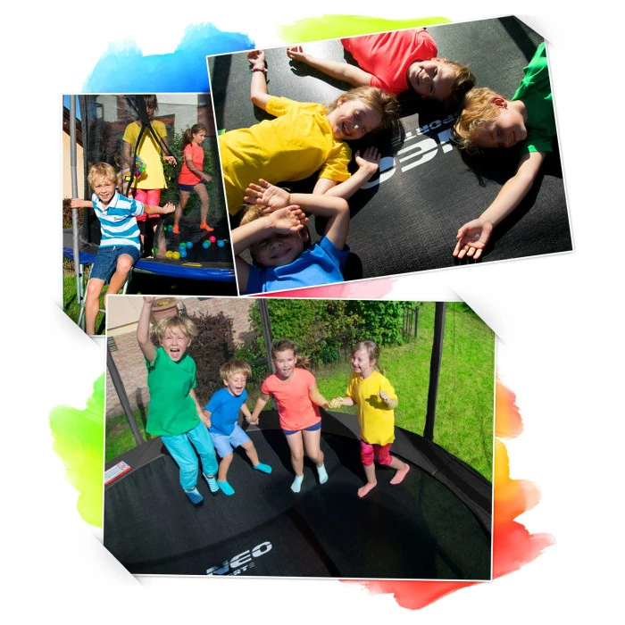 Батут Neo-Sport з внутрішньою сіткою 8 футів 252 см чорно-синій