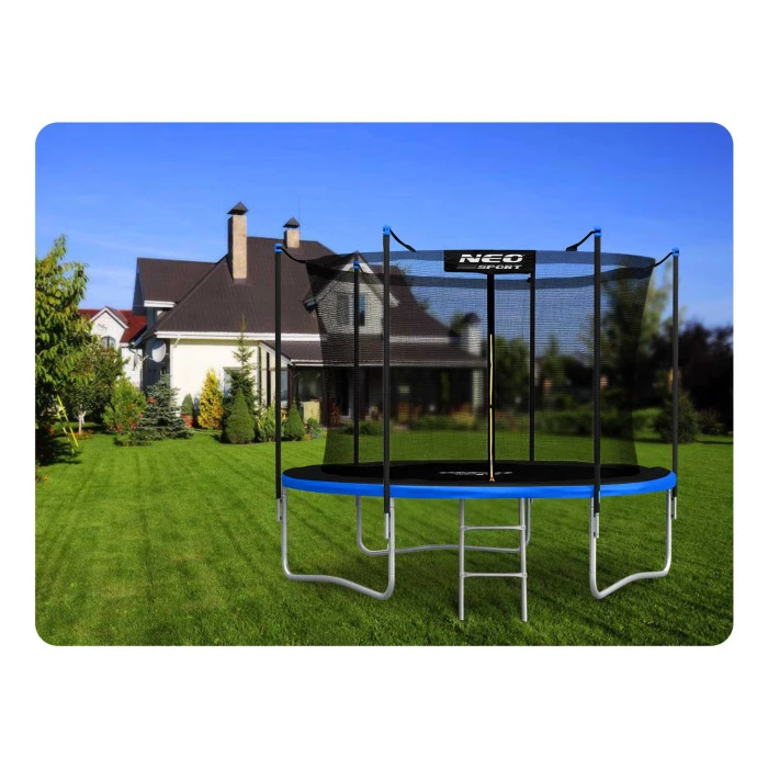Батут Neo-Sport з внутрішньою сіткою 8 футів 252 см чорно-синій