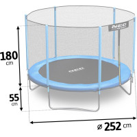Батут Neo-Sport с наружной сеткой 8,5 футов 252 см голубой
