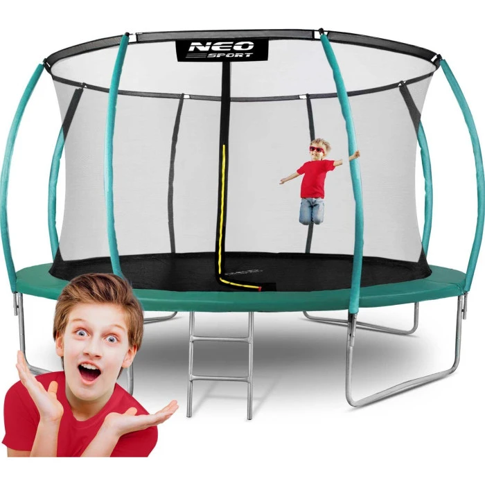Батут Neo-Sport с внутренней сеткой 14,5 фута 435 см зеленый