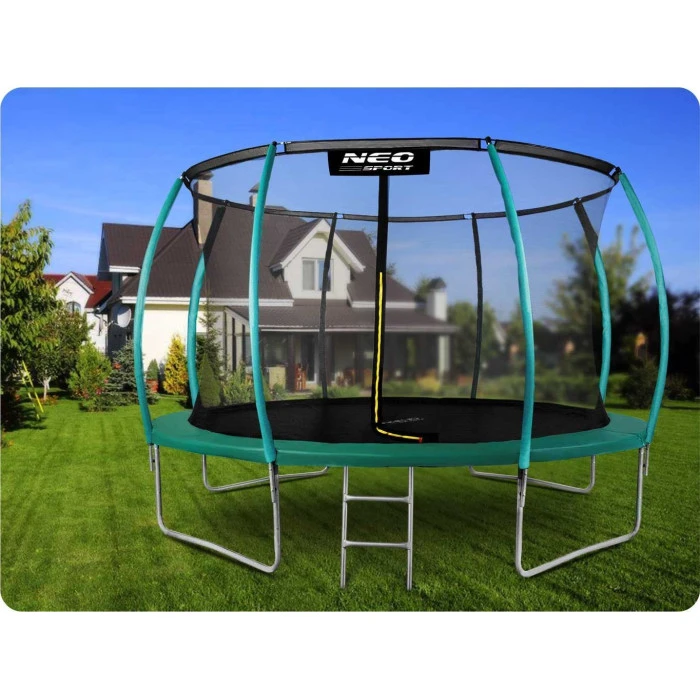 Батут Neo-Sport с внутренней сеткой 14,5 фута 435 см зеленый