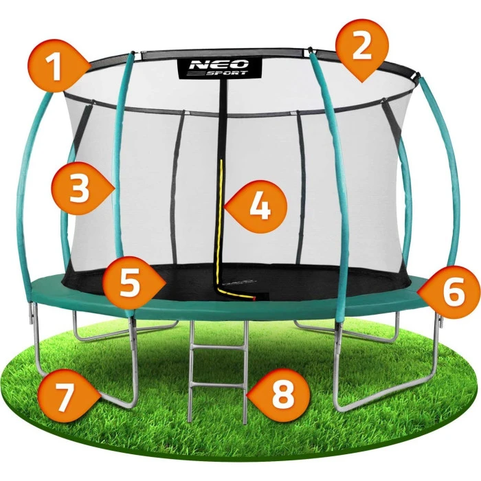 Батут Neo-Sport с внутренней сеткой 14,5 фута 435 см зеленый
