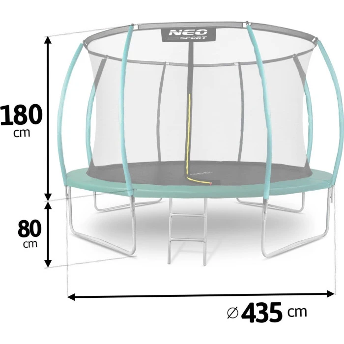Батут Neo-Sport с внутренней сеткой 14,5 фута 435 см зеленый