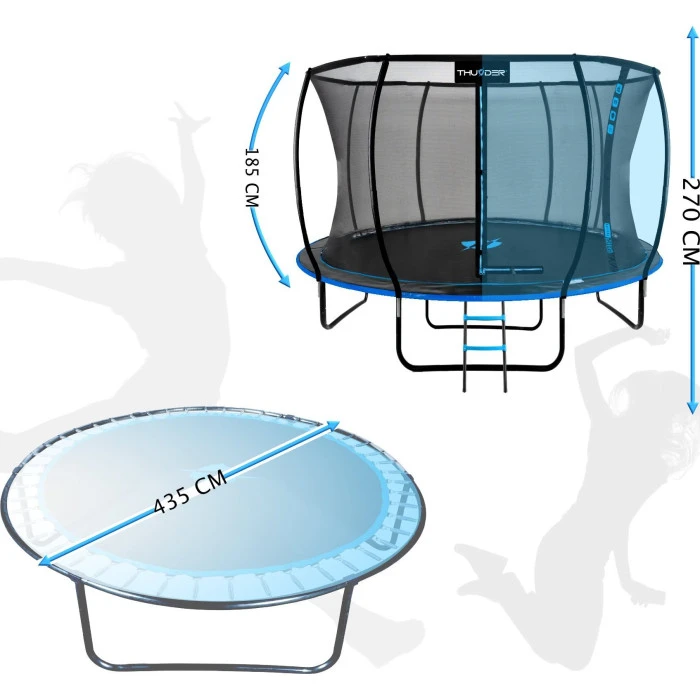 Батут THUNDER INSIDE ULTRA з внутрішньою сіткою 14 футів 435 см чорно-блакитний