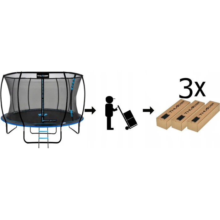Батут THUNDER INSIDE ULTRA з внутрішньою сіткою 14 футів 435 см чорно-блакитний