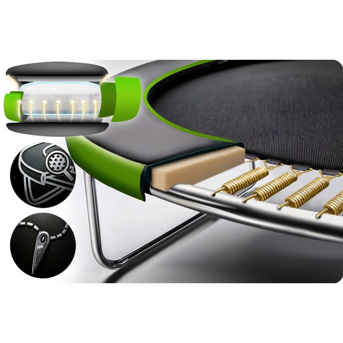 Батут Neo-Sport NS-06Z231 с наружной сеткой 6 футов 183 см, черно-зеленый.