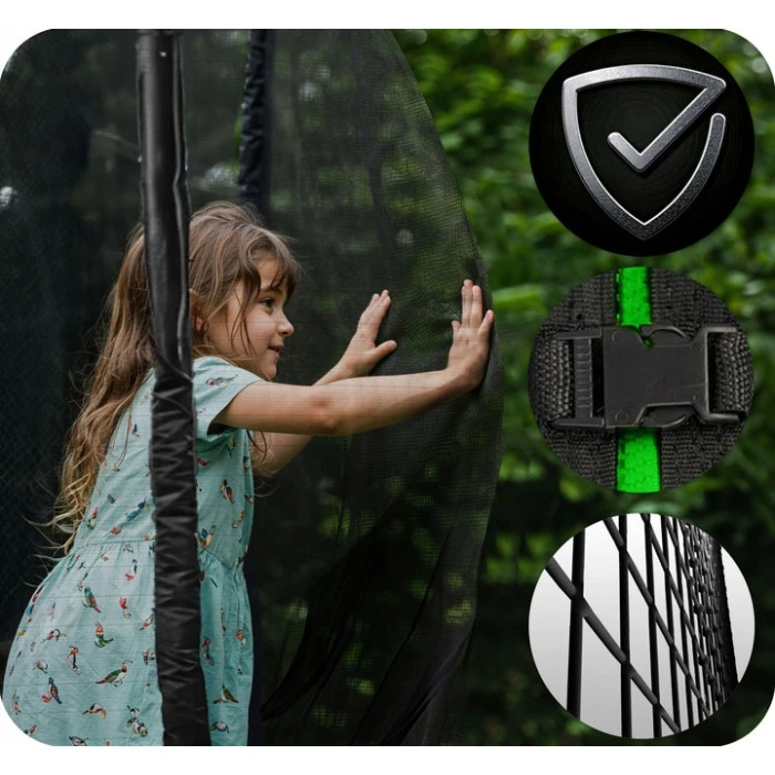 Батут Neo-Sport NS-06Z231 с наружной сеткой 6 футов 183 см, черно-зеленый.