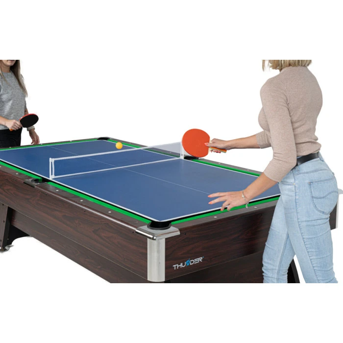 Бильярдный стол 3в1 THUNDER 8FT BOLD-BROWN с покрытием для аэрохоккея/пинг-понга, 244 х 132 х 81 см