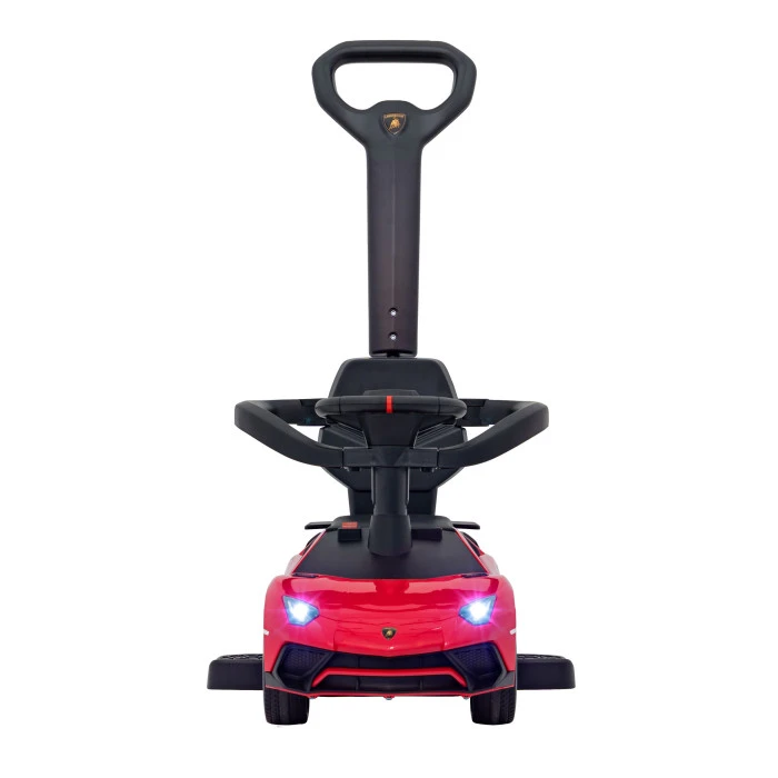 Детский толокар с ручкой Lamborghini Aventador SV Red Ride On Красный