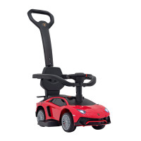 Детский толокар с ручкой Lamborghini Aventador SV Red Ride On Красный