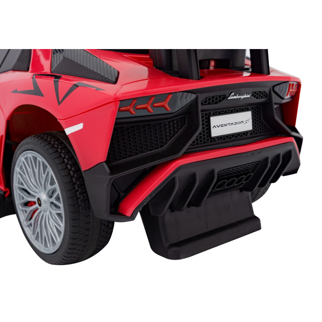 Детский толокарь с ручкой Lamborghini Aventador SV Red Ride On Красный