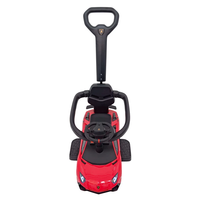 Детский толокар с ручкой Lamborghini Aventador SV Red Ride On Красный