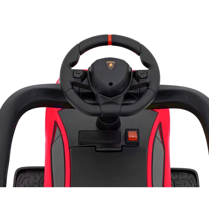 Детский толокар с ручкой Lamborghini Aventador SV Red Ride On Красный