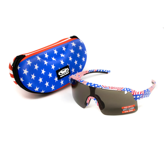 Окуляри захисні Global Vision Holeshot USA Flag, сірі