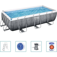 Басейн каркасний прямокутний 5в1 Bestway 56721 Power Steel 404 x 201 см - сірий
