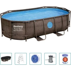 Басейн каркасний овальний Bestway 92827 Power Steel, 427 x 250 см - коричневий