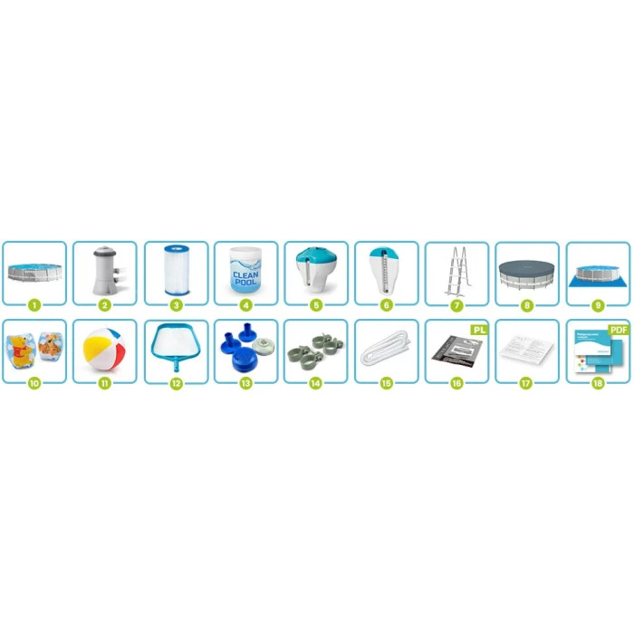 Басейн каркасний 18в1 INTEX 26724, 457 x 107 см, сірий