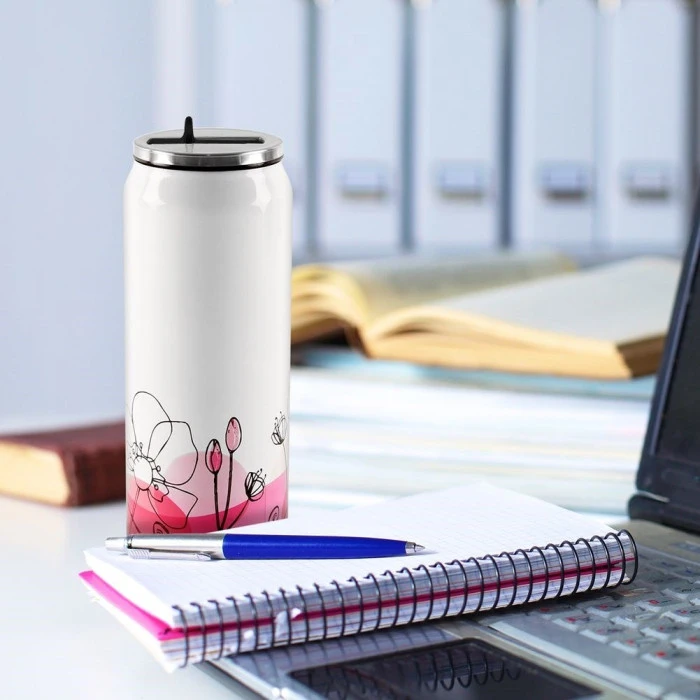 Термокружка Orion Flowers 500 мл, біло-рожева