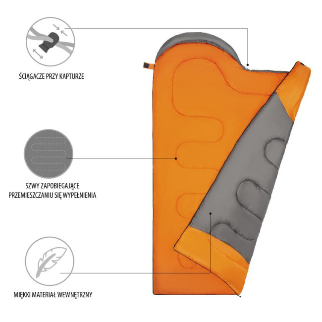 Спальный мешок размер L NILS CAMP NC2008 серо-оранжевый