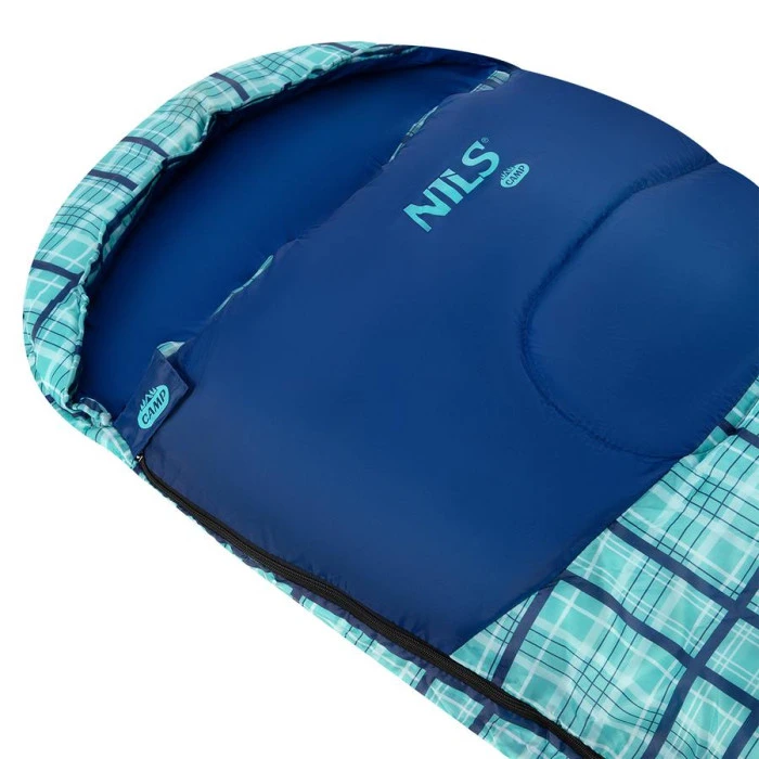 Спальный мешок NILS CAMP NC2009 синий клетчатый