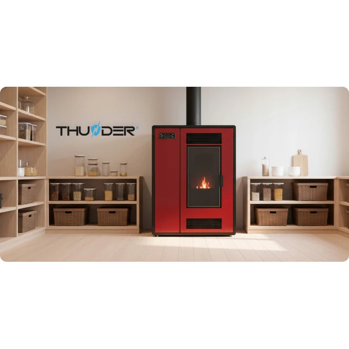 Пелетна піч-камін THUNDER ARIA RED 12 кВт