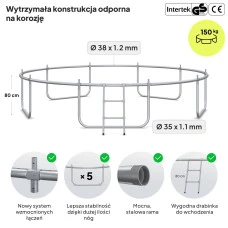 Батут Zipro Jump Pro Premium с внутренней сеткой 12 футов 374 см черно-зеленый